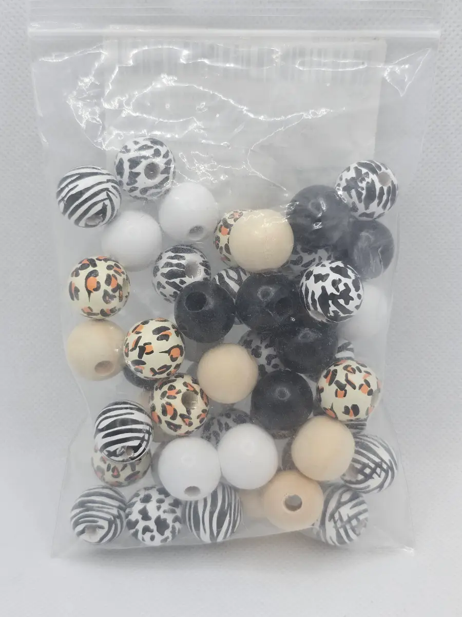 48 large wooden painted beaded