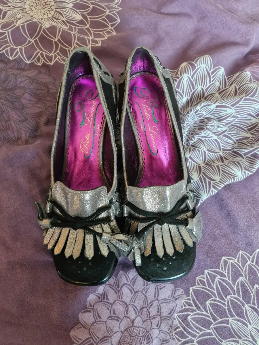 Unusual Quirky Black Shoes | Poetic Licence | Silver Accents | Size 37