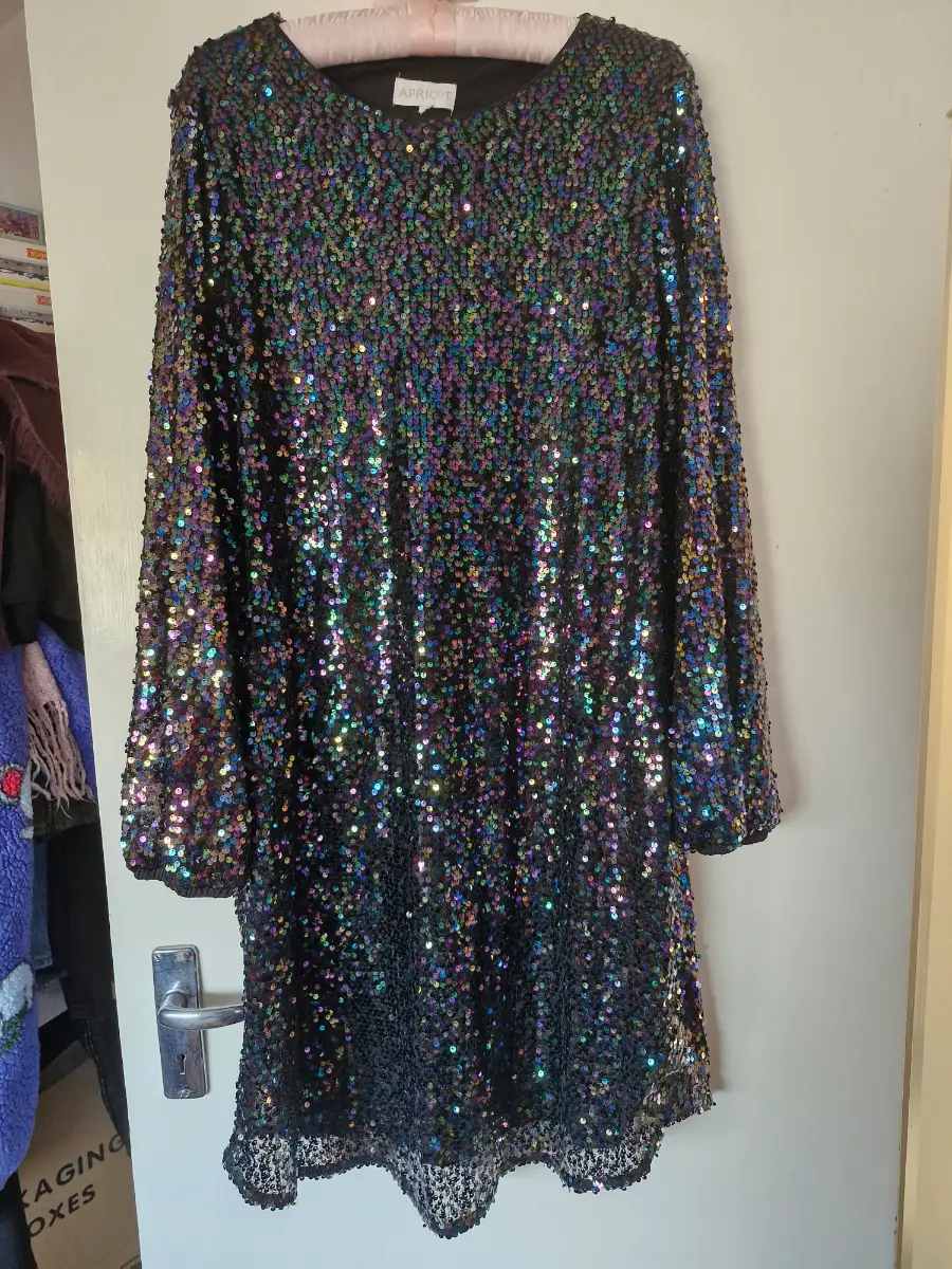 Stunning Fully Lined Sequined Dress | Apricot | Size 20