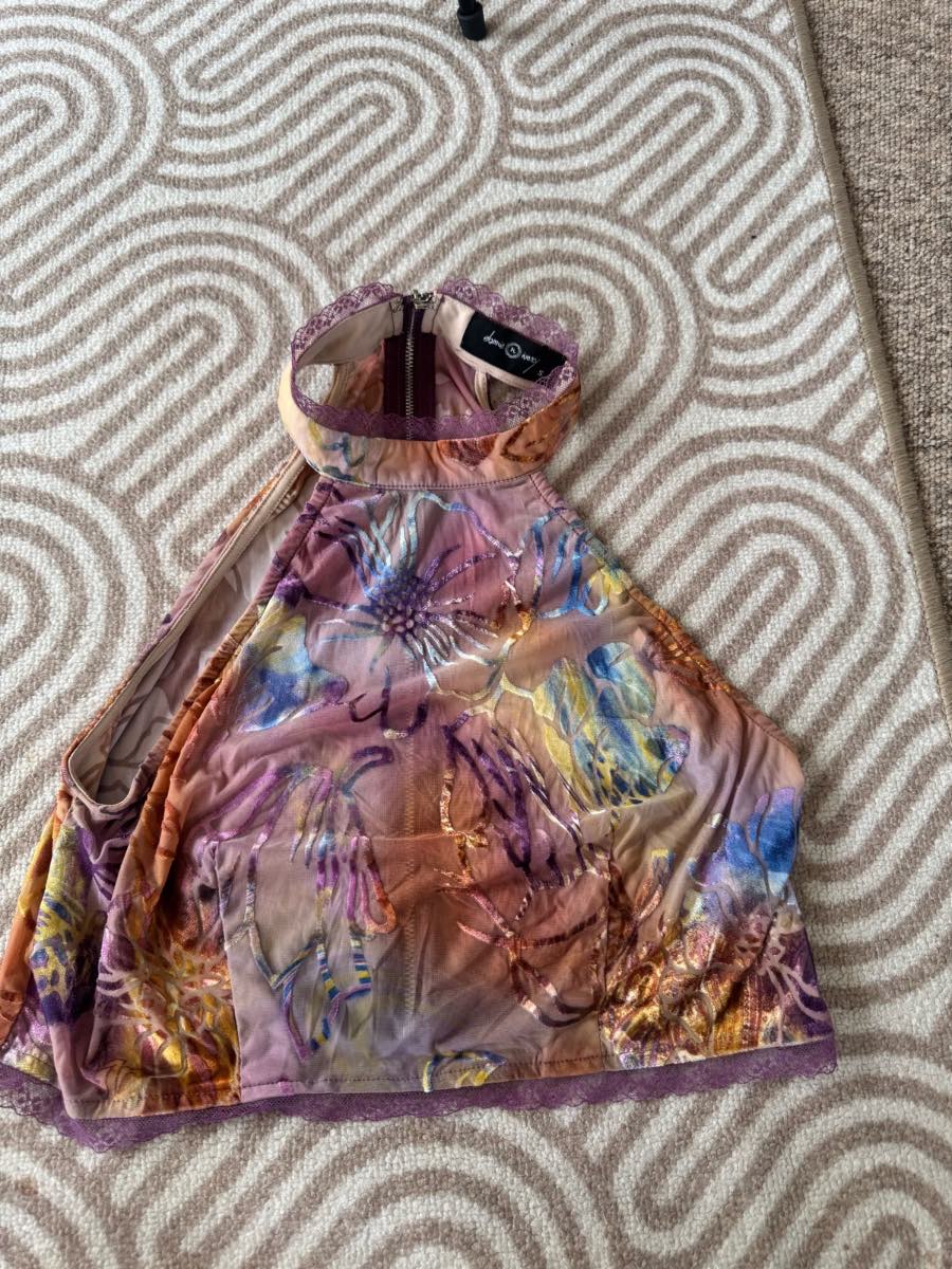 Y2K/Boho mesh embroidered top
