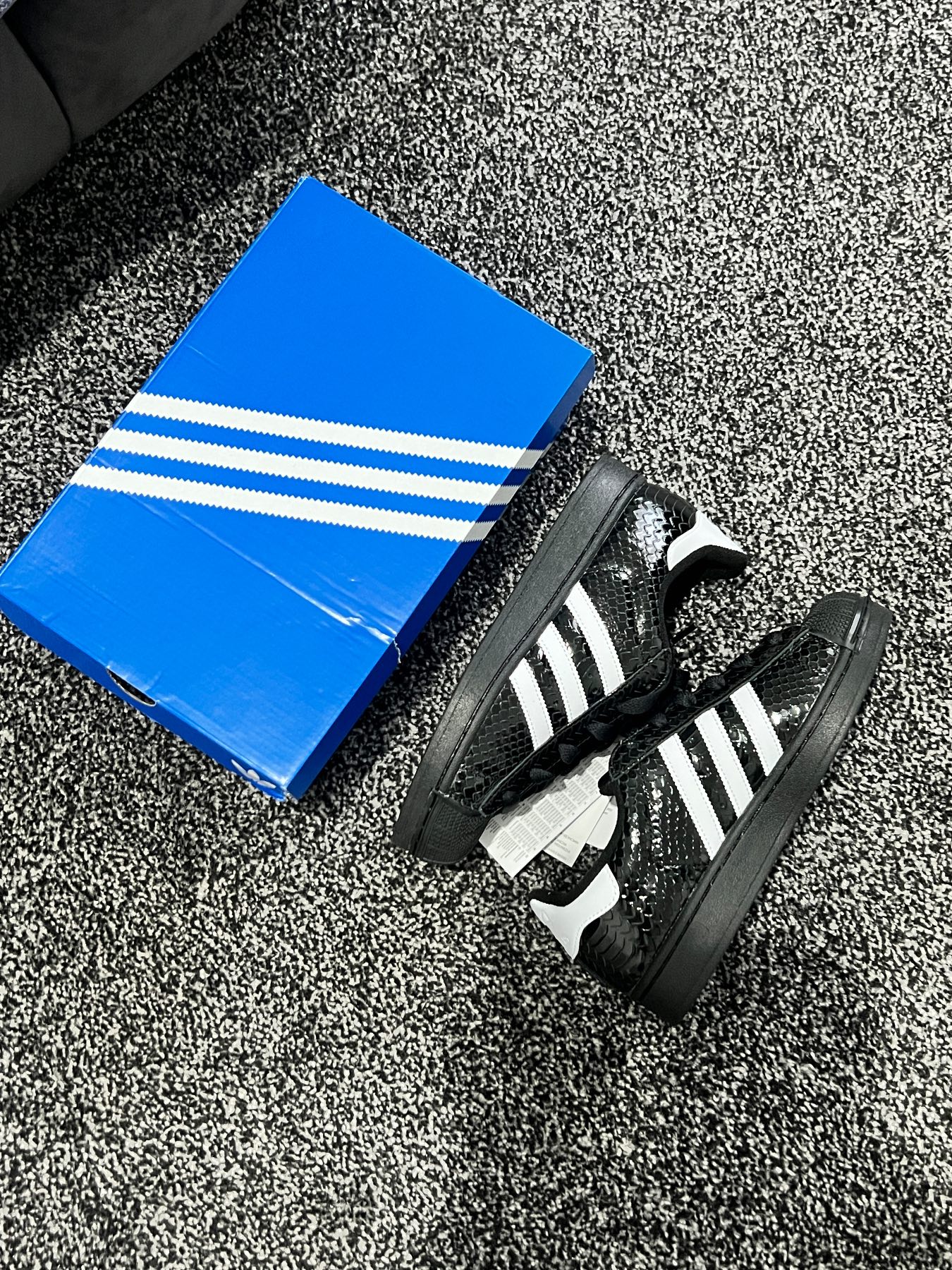 Adidas Superstar II Black Snakeskin Print Size UK 5 - Brand New With Box