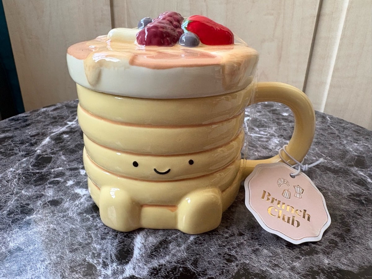 Viral Brunch Club pancake mug with decorative lid BNWT