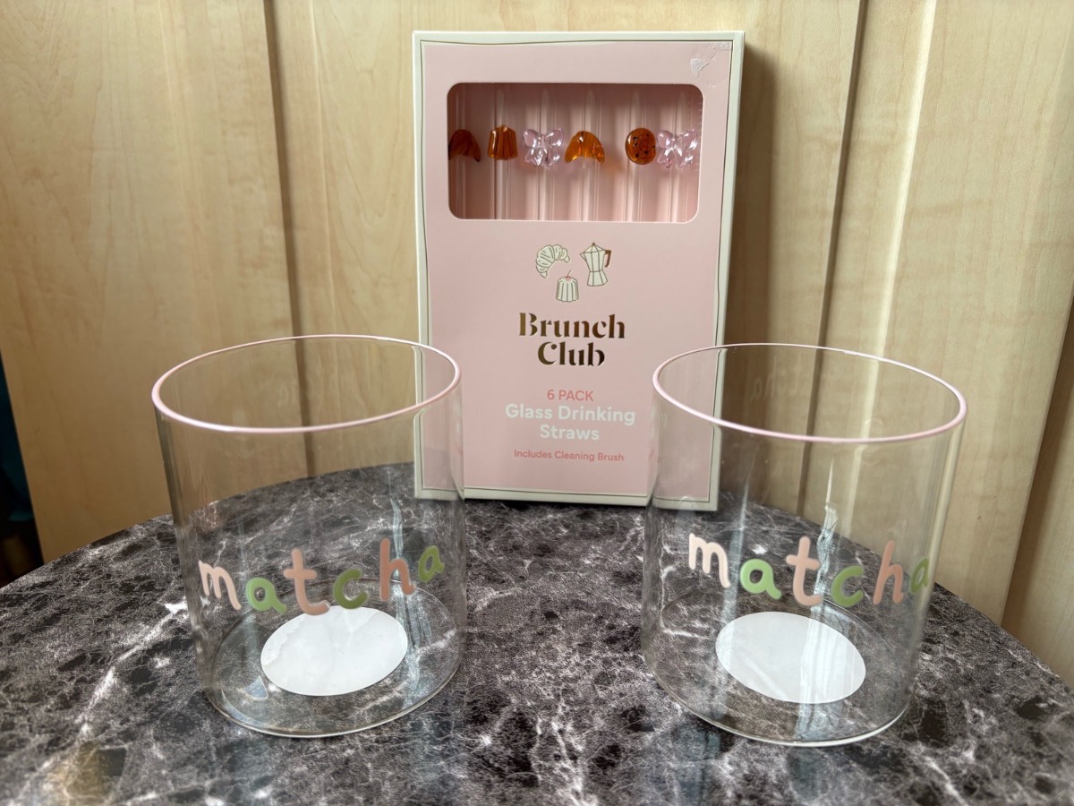 Brunch Club matcha tumblers & set of viral glass straws