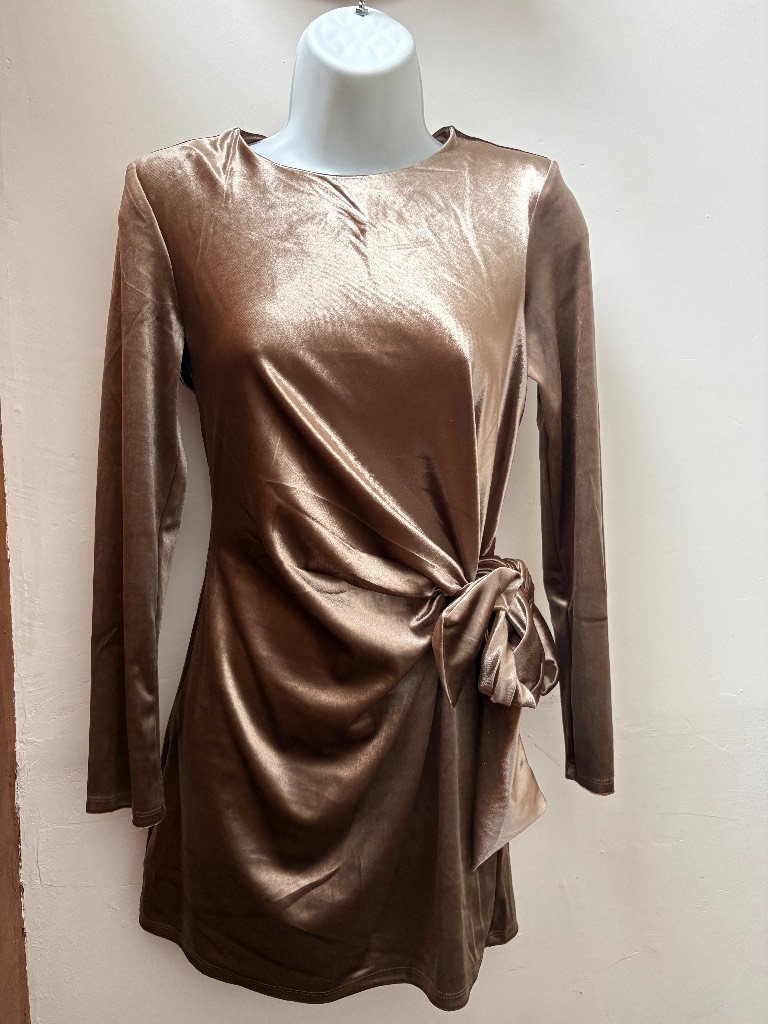 BNWT River Island Petites Range velvet type cappuccino mini dress size small (still selling for £29)