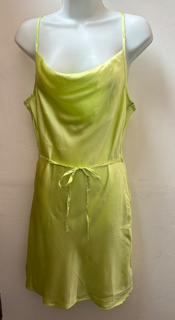 BNWT Daisy Street y2k aesthetic slinky slip dress neon green size 12