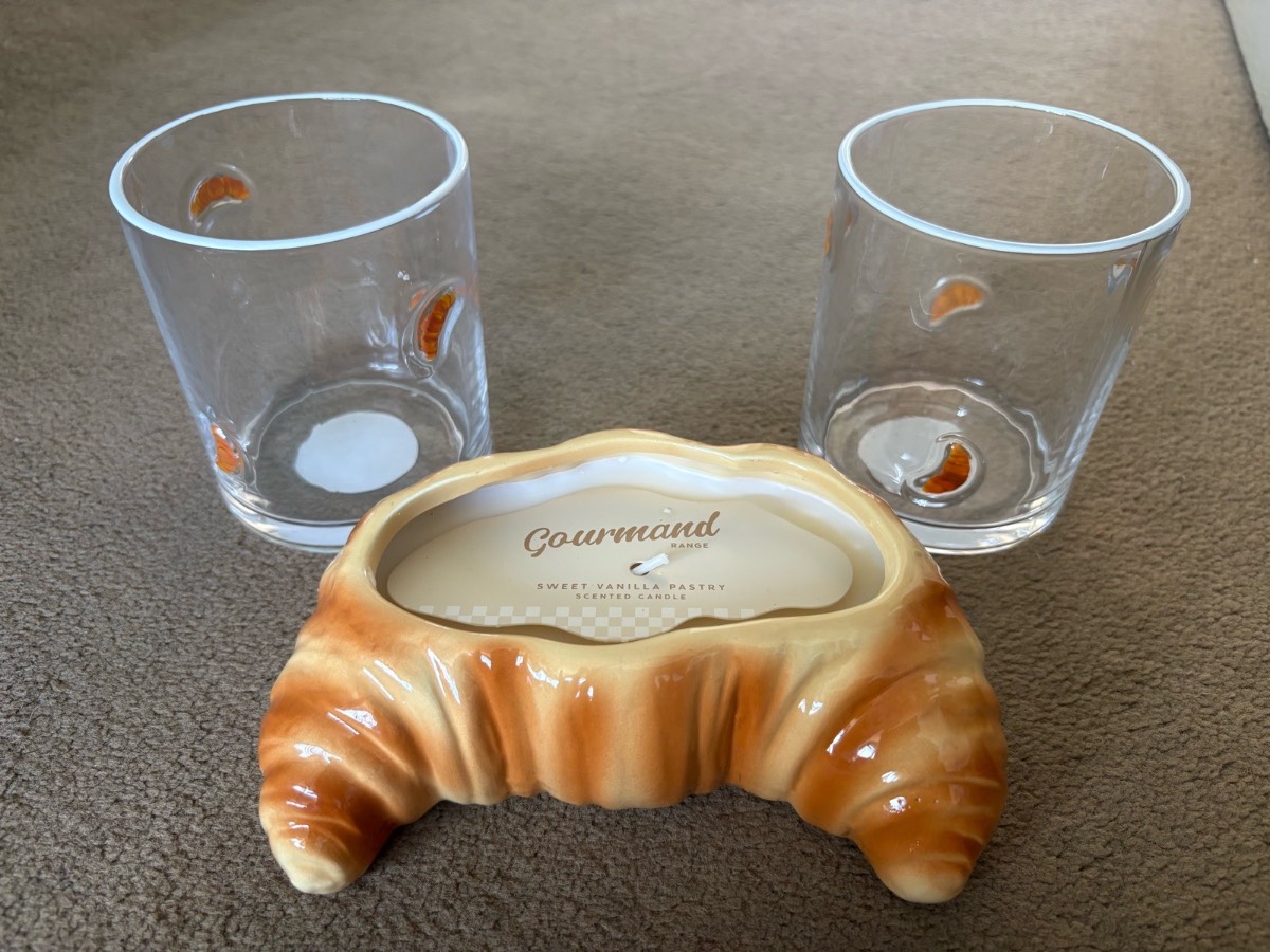 Croissant 3 set (2 glasses & large scented candle)