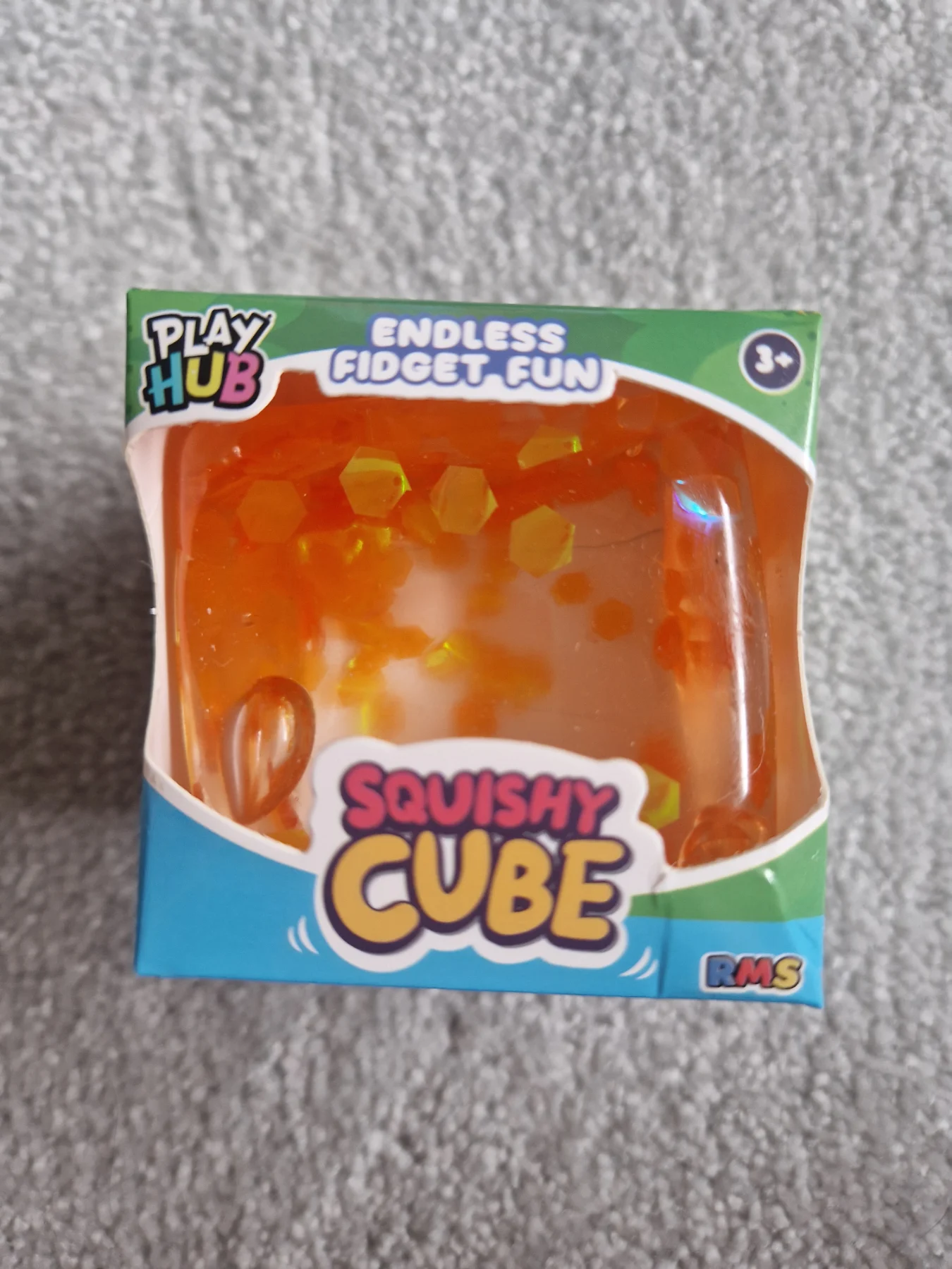 RMS Play Hub Orange firm sugar maltose filled squishy cube