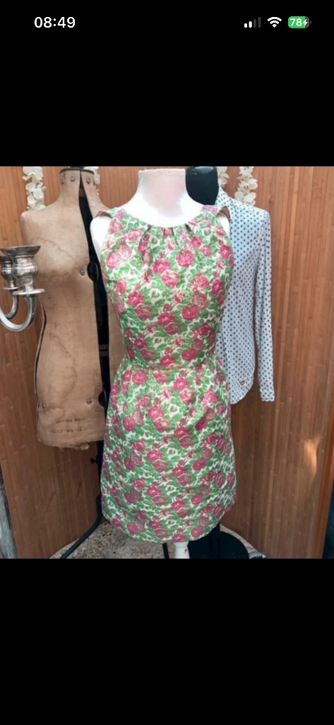 Loache floral embroidered fit and flare dress uk 8 sleeveless low back