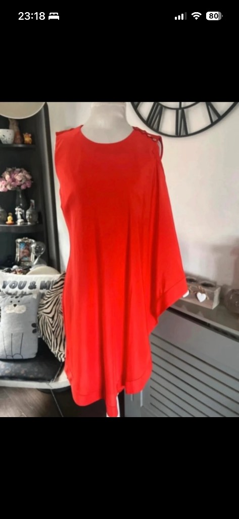 Ted Baker Orange tunic dress with a draped front uk 10