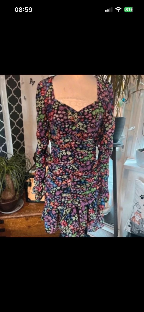 Zara ditsy floral ruched mini dress size XS