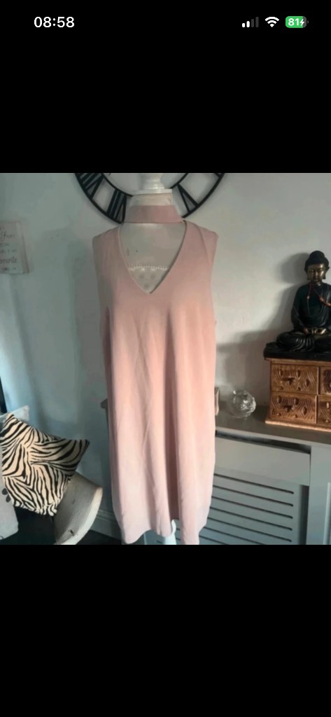 New Look blush pink choker shift dress uk 14
