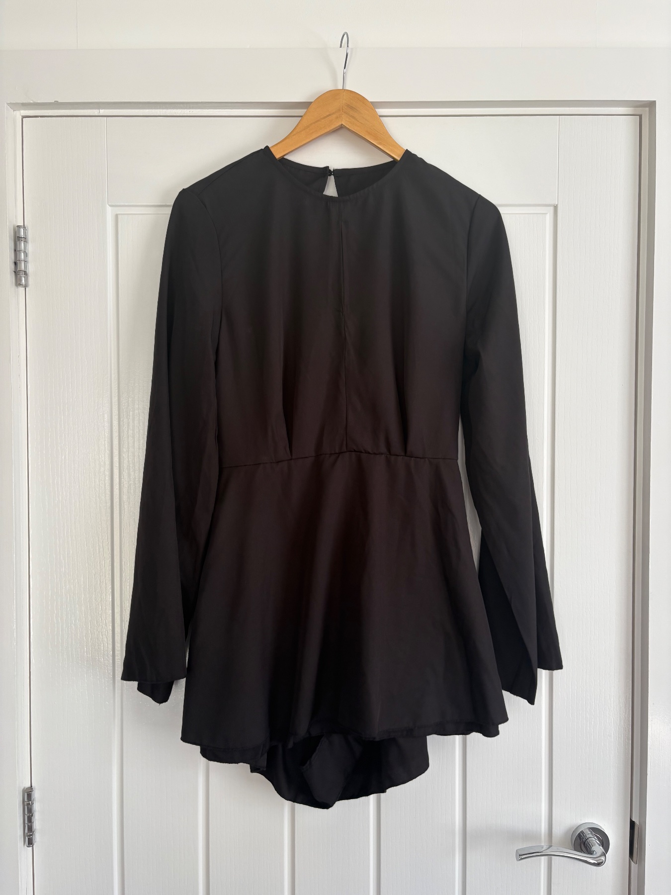 Shein Elegant Black Long Sleeve Playsuit Romper / Size L (12/14)