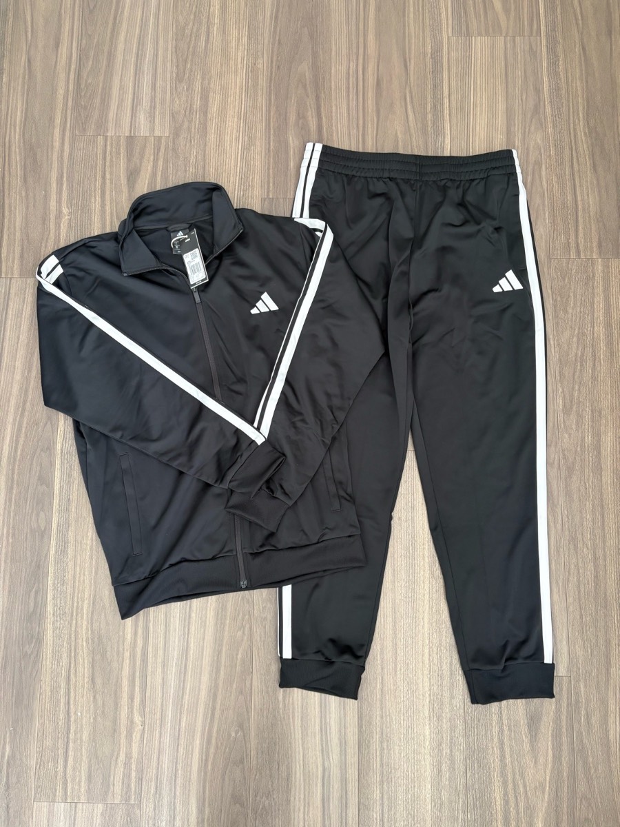 Men’s Adidas Sportswear 3-Stripes Tricot Track Suit Black & White Size L (NWT)