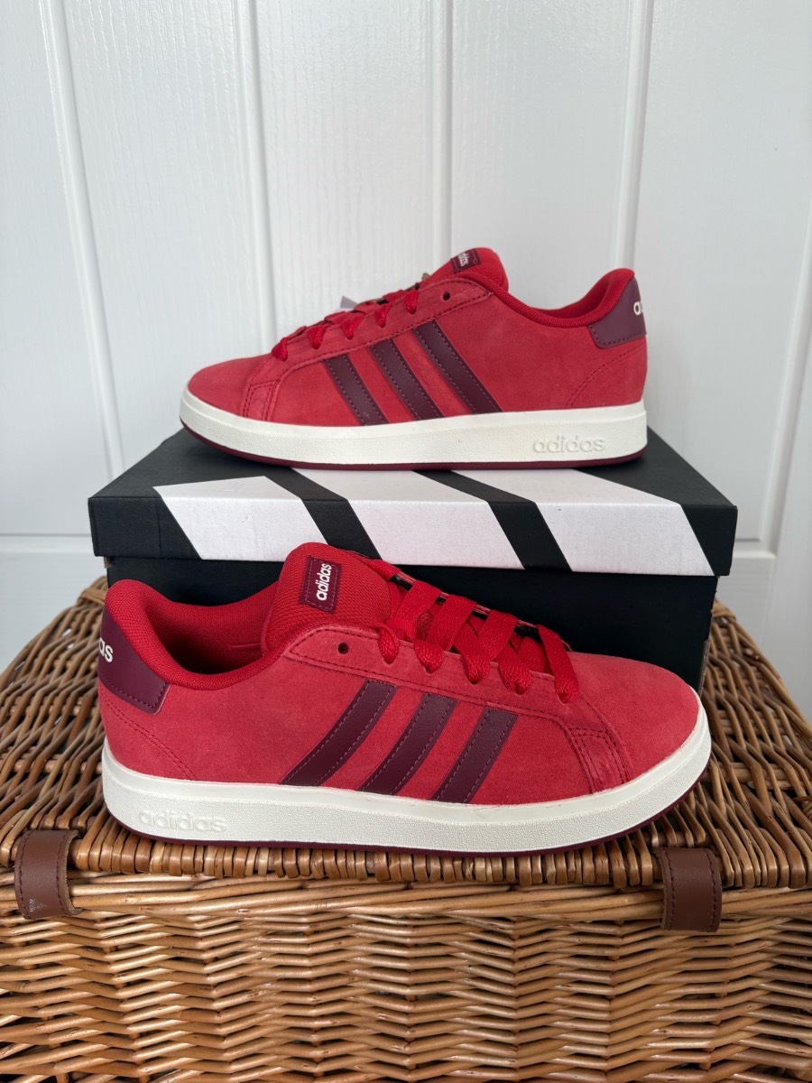 Adidas Grand Court 00s Suede Trainers Red Burgundy Maroon Y2K Chunky Sneaker Retro Skate UK 5 EU 38