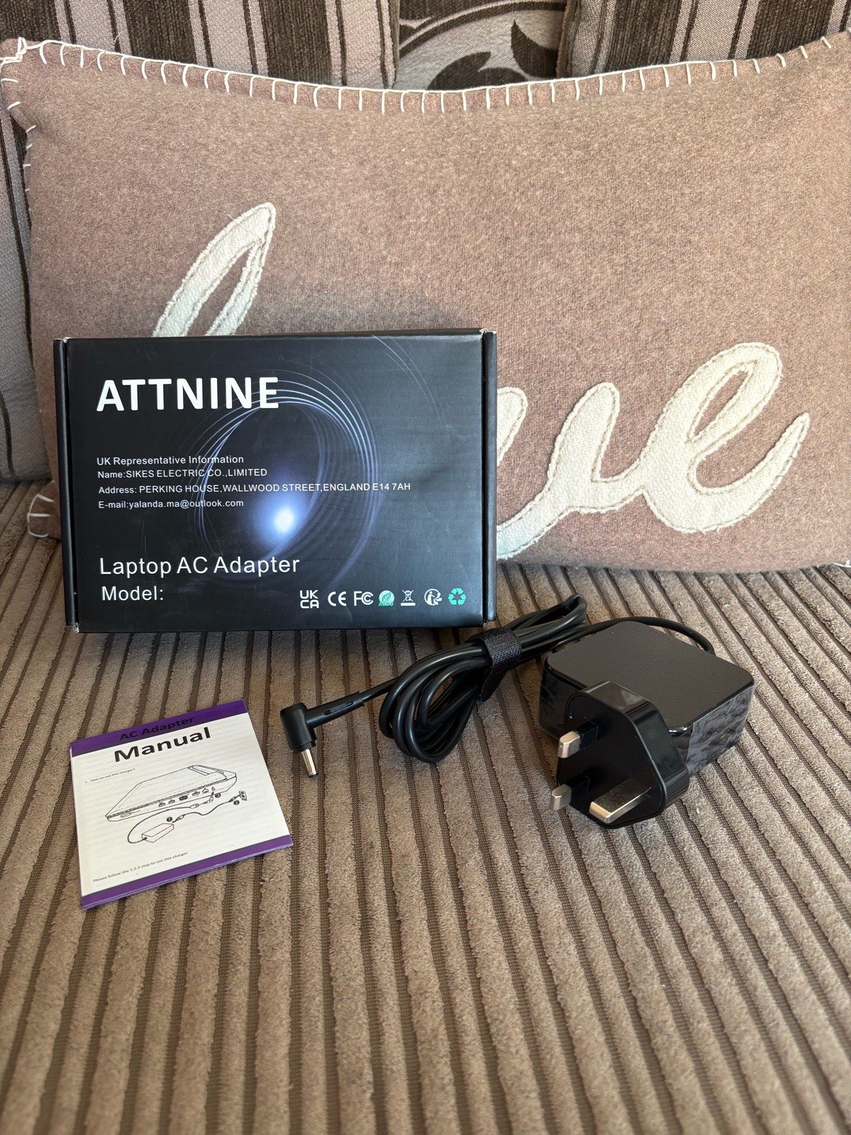 Attnine Laptop AC Adapter Charger UK Plug Replacement