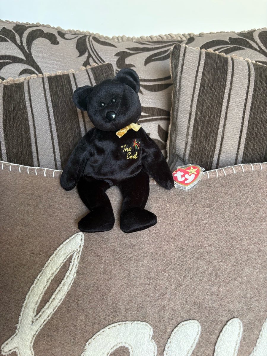 Vintage 1999 Ty Beanie Baby "The End" Black Bear (Retired)