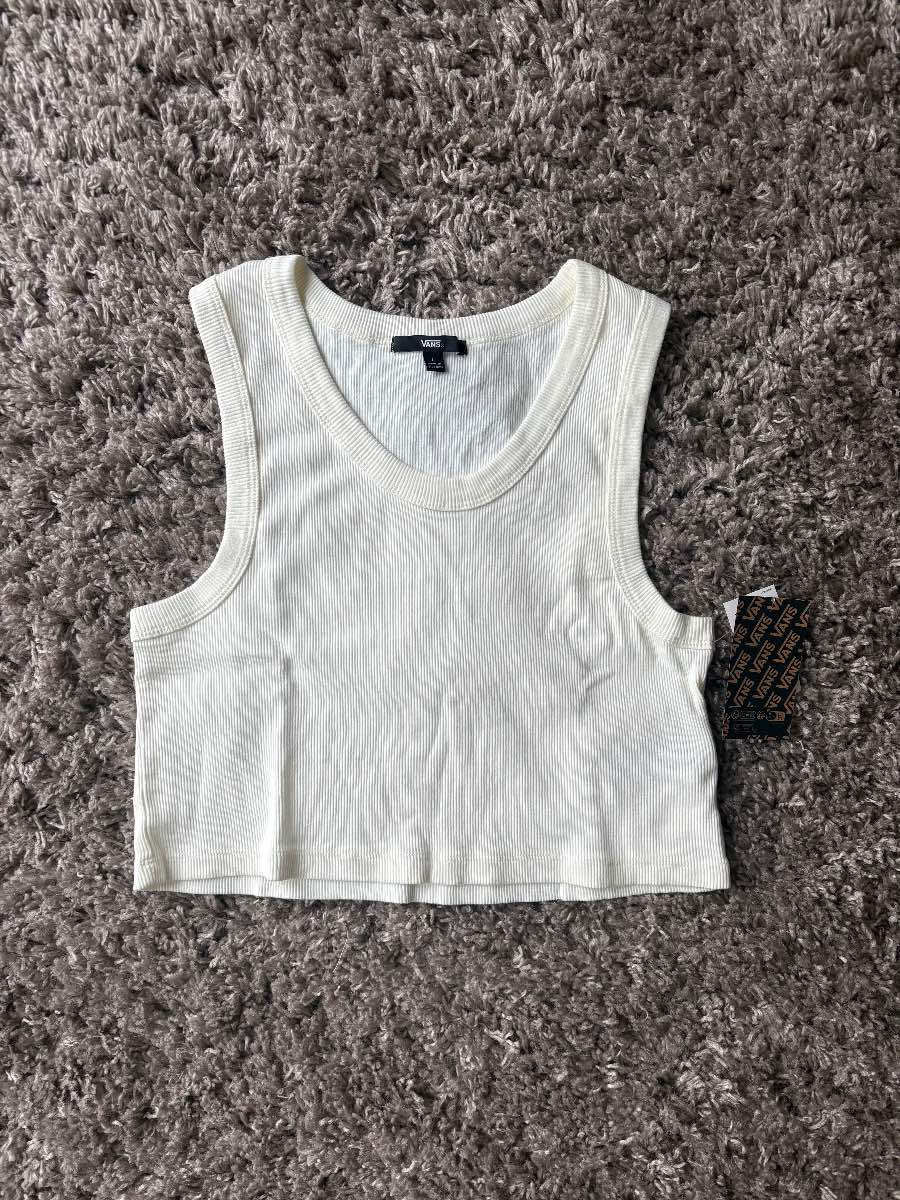 Vans Drew Ribbed Cropped Tank Top White Size L/14 Skate Y2K