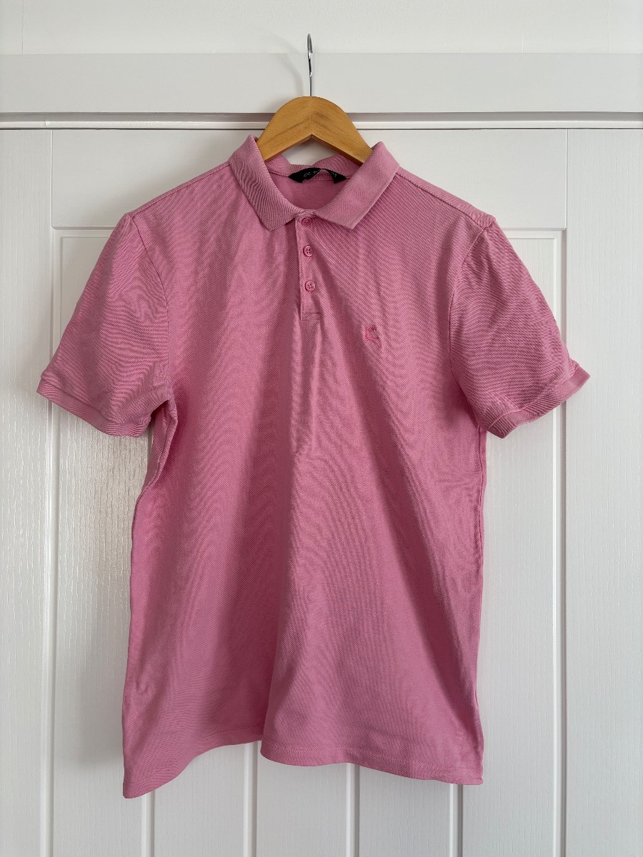 F&F Men's Pastel Pink Short Sleeve Polo Shirt - Size M