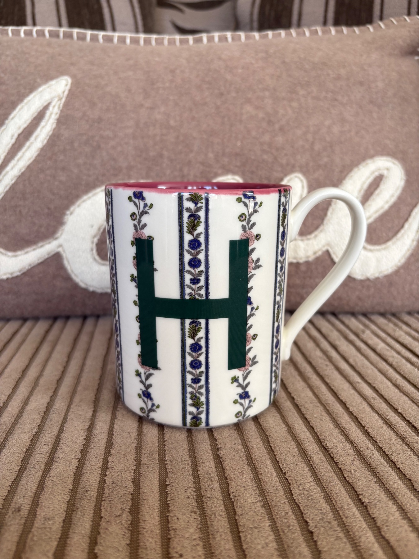 Anthropologie Laura Floral Initial ‘H’ Coffee Mug/Cup