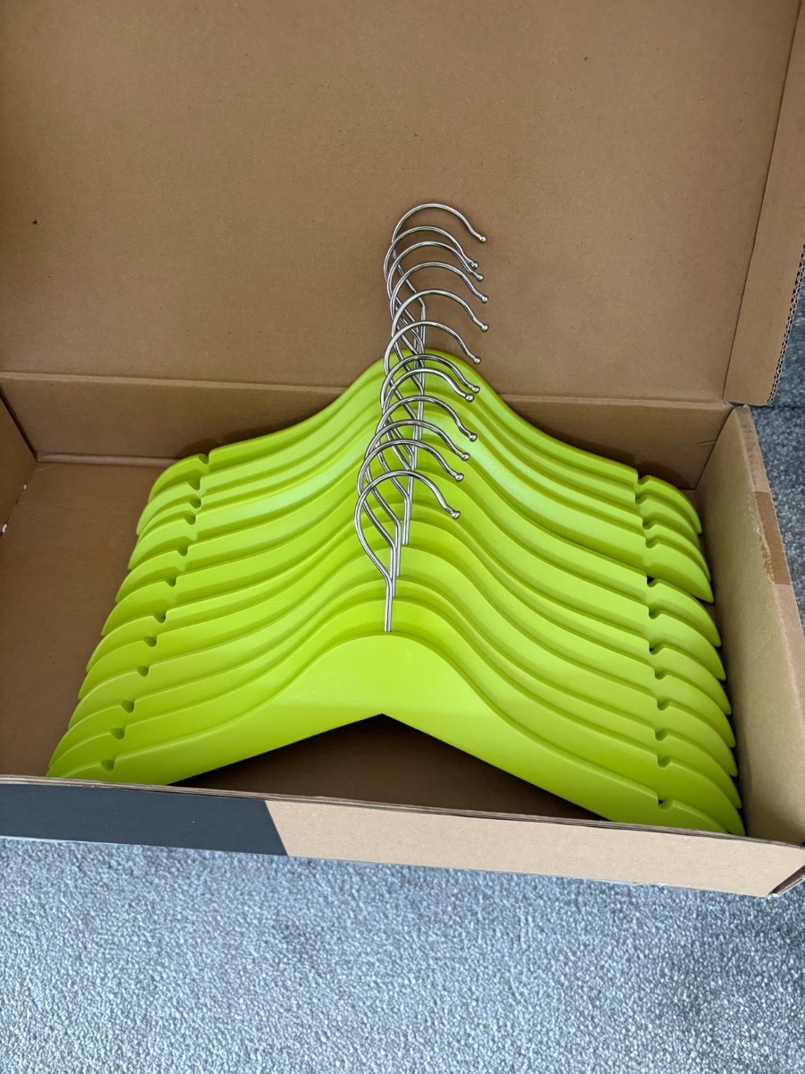 Wooden Clothes Hangers – Lime Green (Pack of 12)