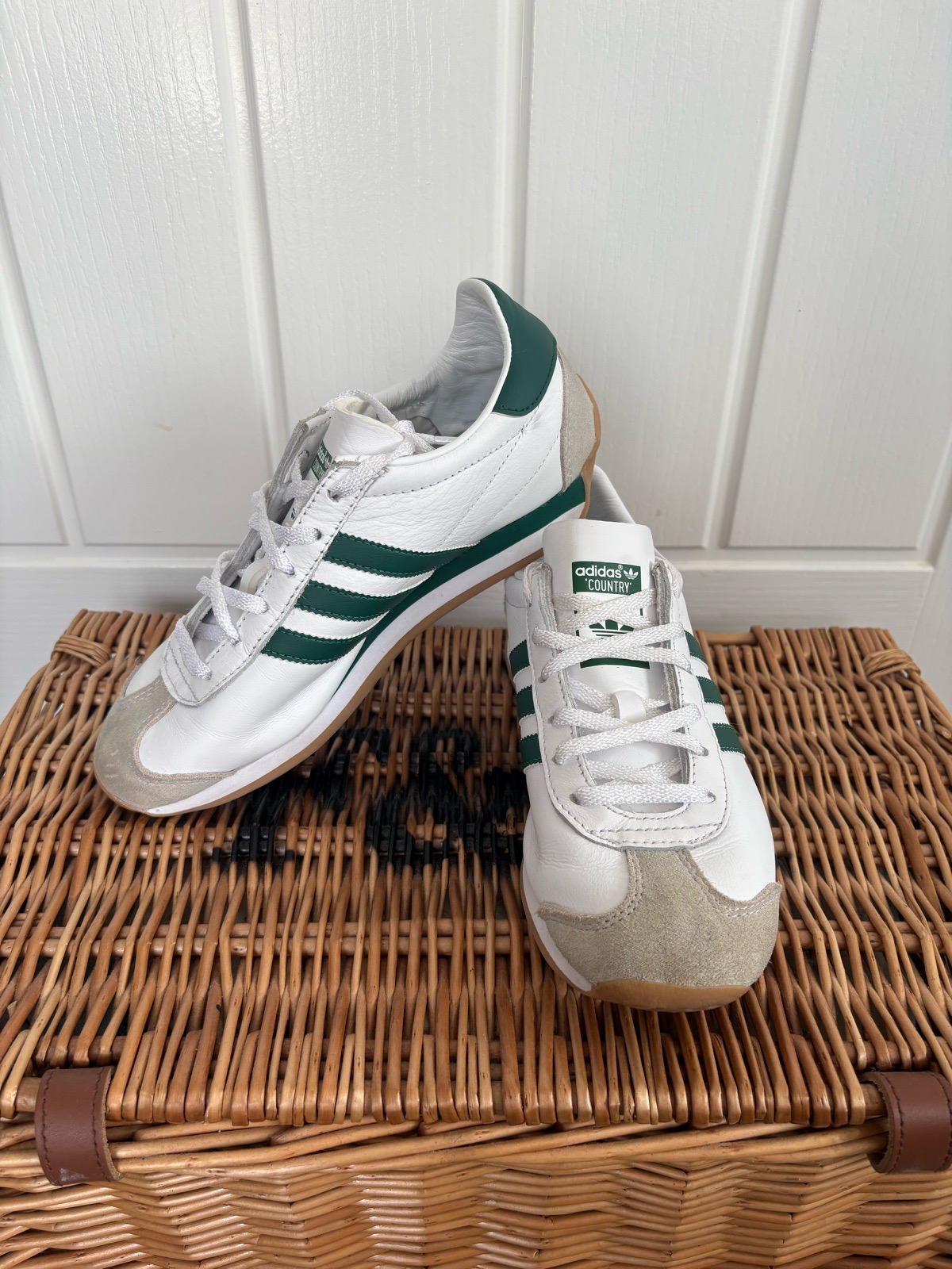 Adidas Originals Country OG White Green Retro Trainers UK Size 4.5