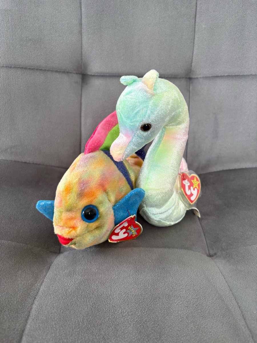 Original Ty Beanie Babies Aruba and Neon | 1999 & 2000 | With Tags | Retired