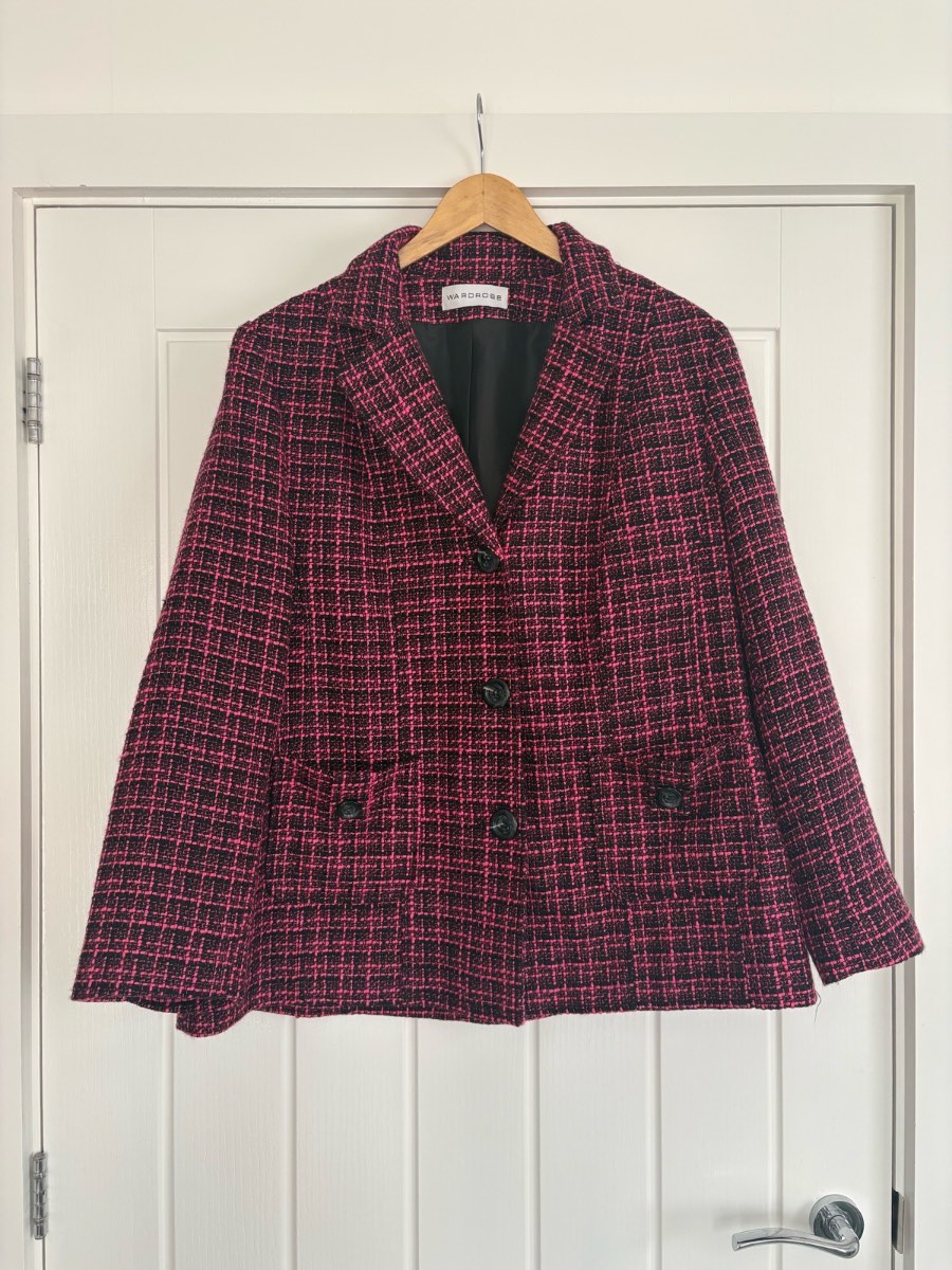 Women’s Wardrobe Pink & Black Tweed Blazer Jacket – Size 20