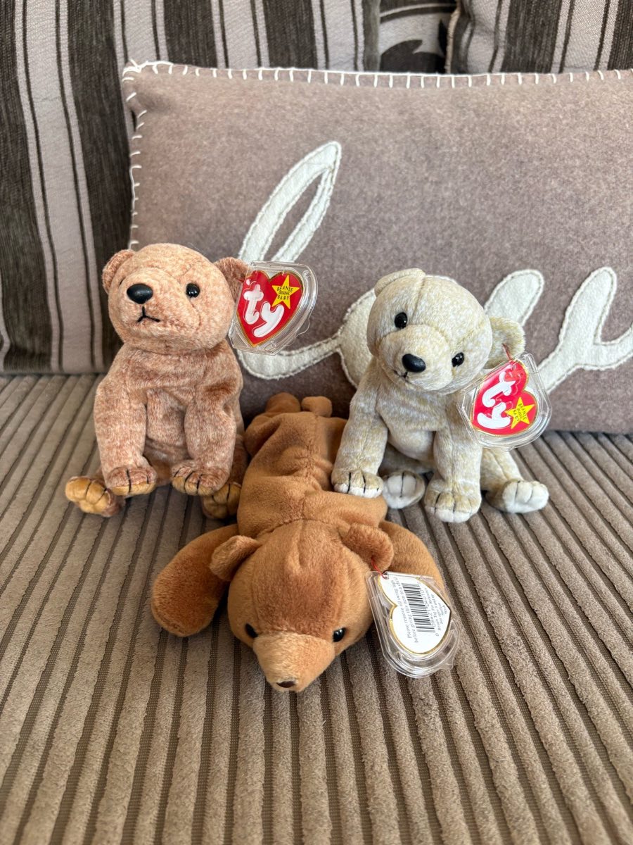 Bundle of 3 Vintage Ty Beanie Babies Bears - Cubbie, Pecan & Almond - 90s Retro Collectibles