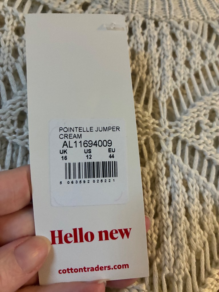 Cotton traders cream crochet jumper size 16 new