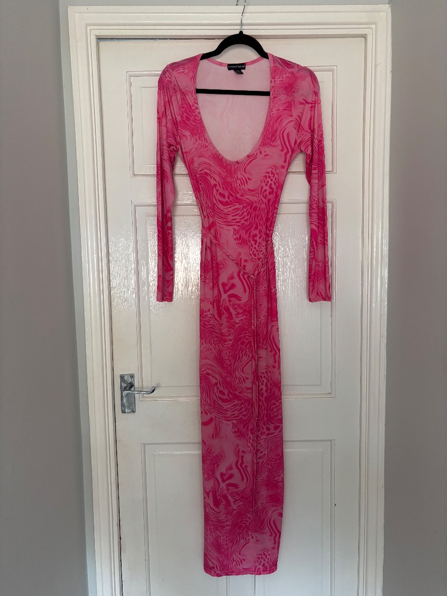 Pink animal print maxi dress