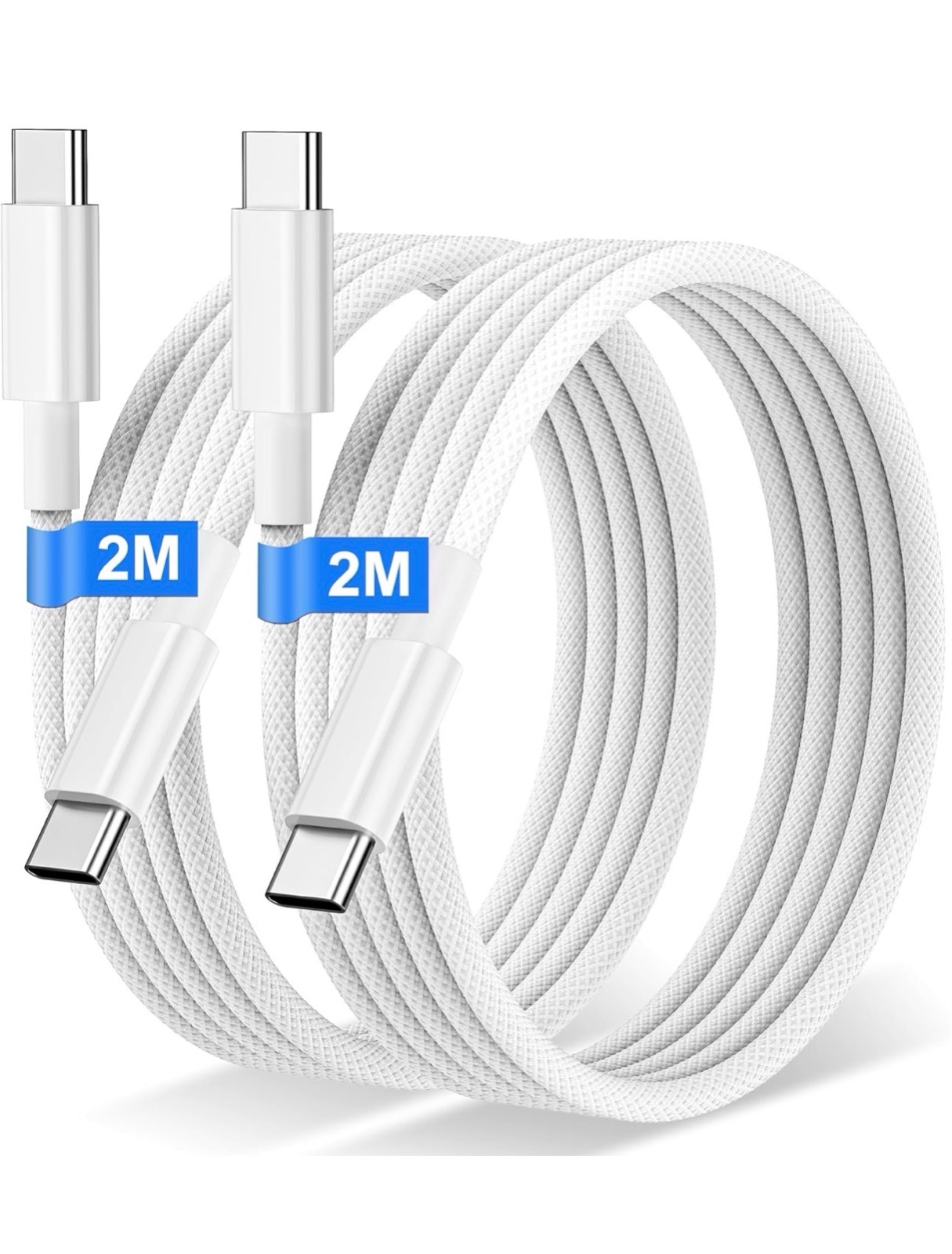 USB C to USB C Charger Cable 2M 2Pack, 60W Nylon Braided USB C to C Cable Original Fast Charge Type