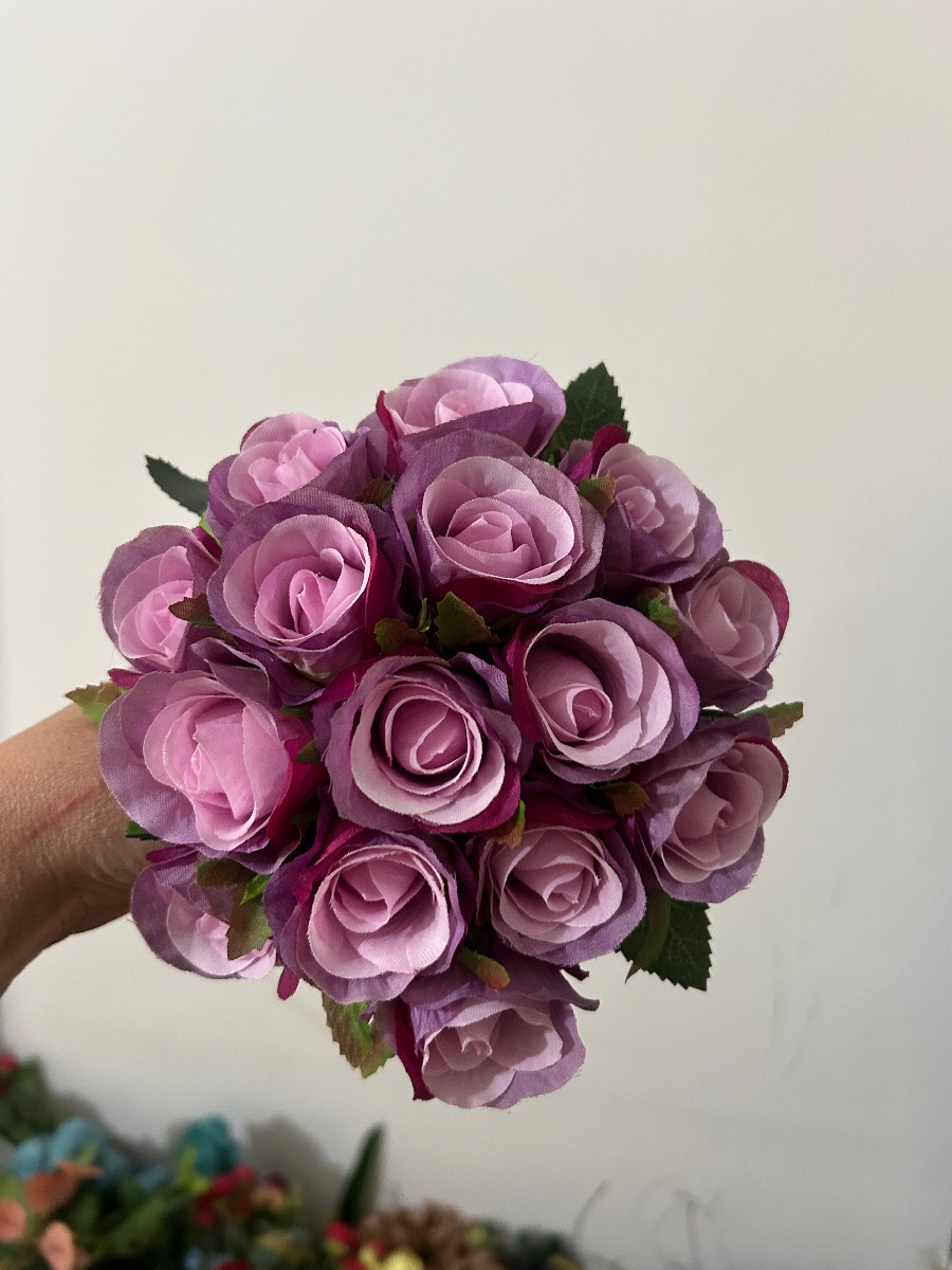 Purple rosebud bundle faux silk flowers