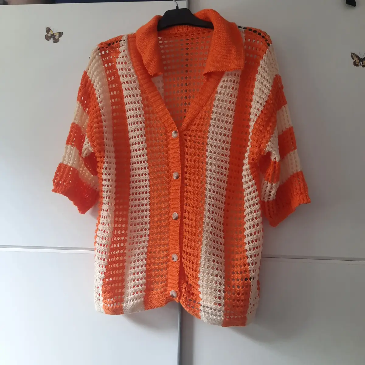 Orange Crochet Knit Matching Set
