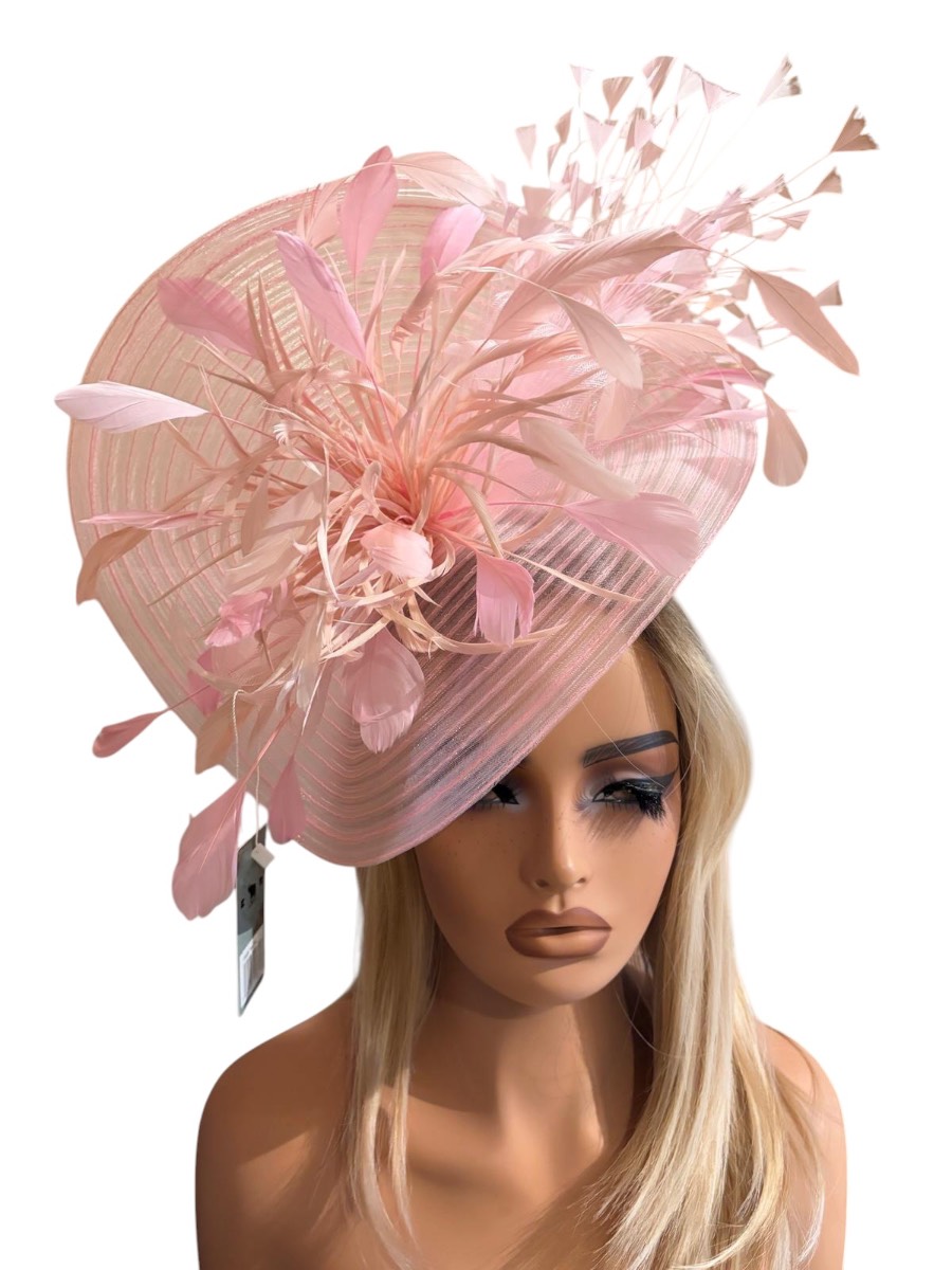 Light pink large headband fascinator