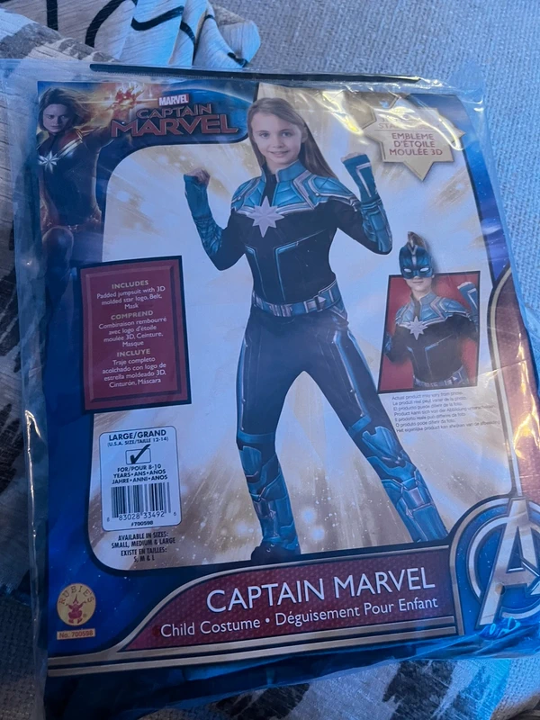 Rubie's Official Marvel, Captain Marvel Kree Suit Deluxe Childs Costume, Kids Superhero Fancy Dress