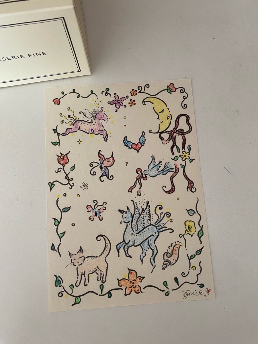 Original art illustration- Pegasus, unicorn, cat