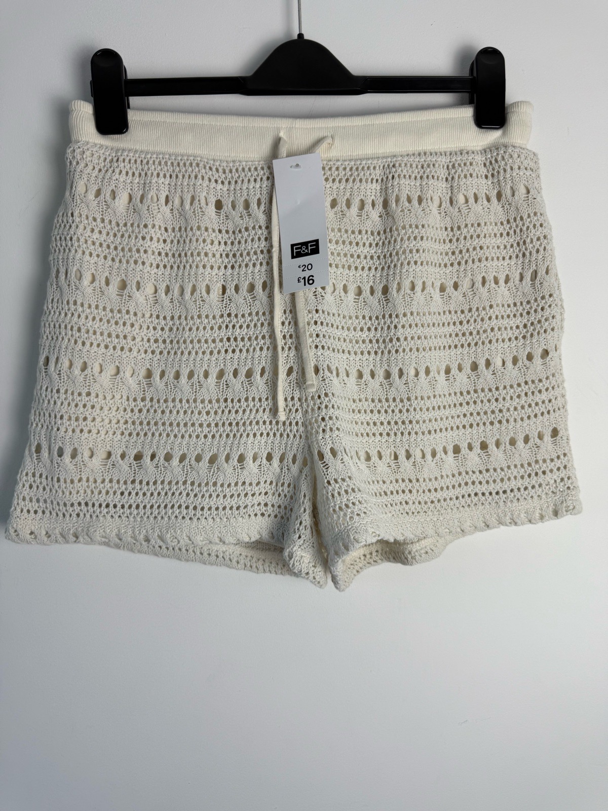 F&F cream lace shorts size medium new with tags