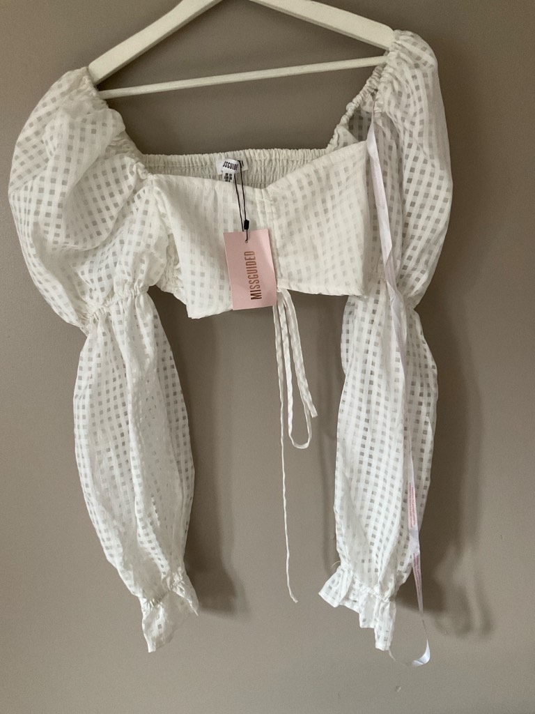 Missguided White Milkmaid Tie Front Bralette Crop Top BNWT Size 10