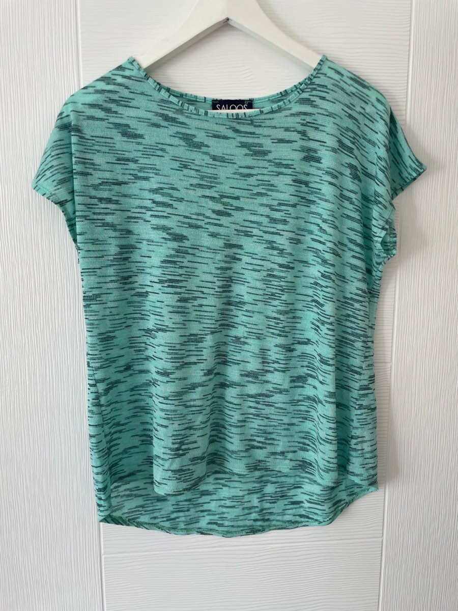 Saloos Mint Green Melange Knit Short Sleeve T-Shirt Size 12 VGUC