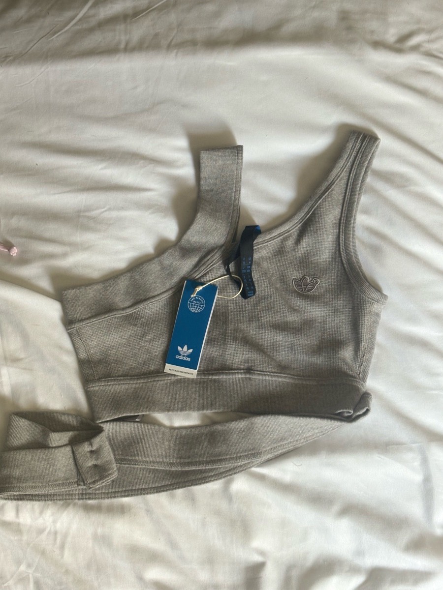 BNWT Adidas Originals Waffle Crop Top | UK 14 / EU 40 | Grey
