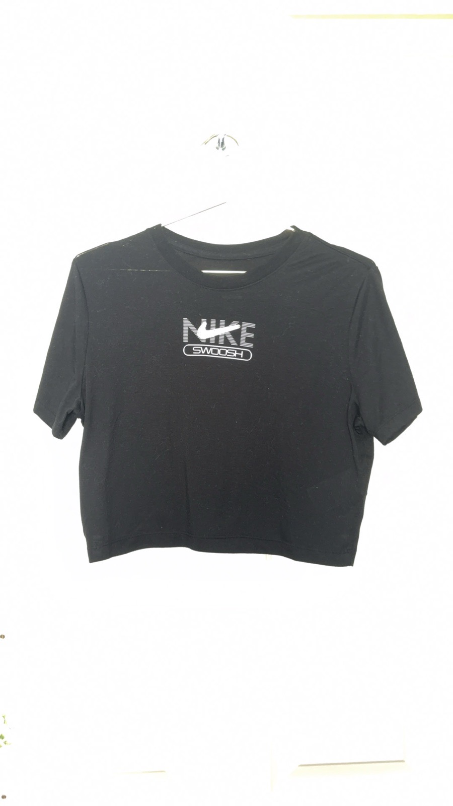 Nike Swoosh Crop Top | Black | Size L | Slim Fit