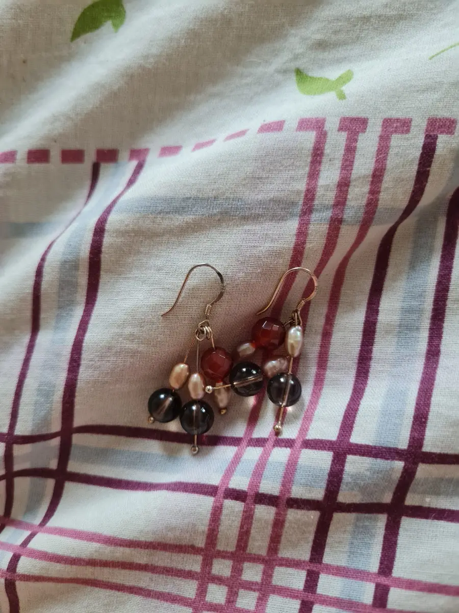 Hallmarked 925 silver beaded drop earings