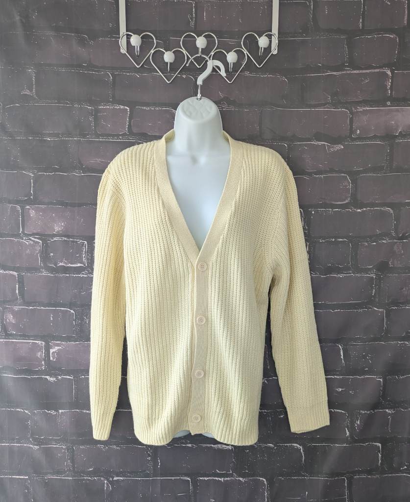 Women's Another Influence Cardigan cream ribbed chunky knitwear button up - Size Medium