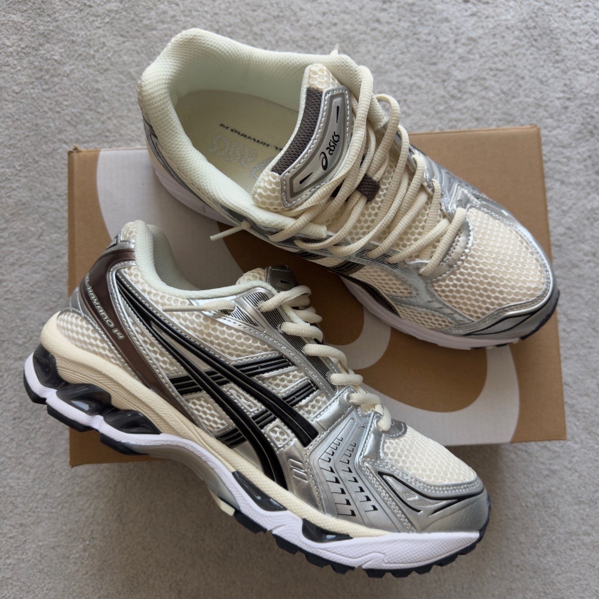 ASICS Gel Kayano 14 men’s trainers cream black UK 8.5 immaculate rare! 🔥