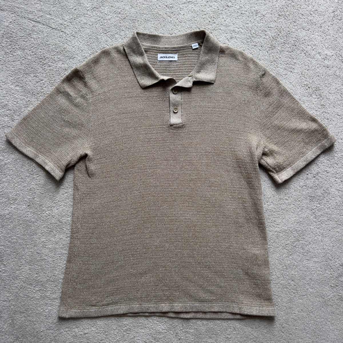 Jack and Jones men’s polo t shirt beige summer medium immaculate condition RRP £40!