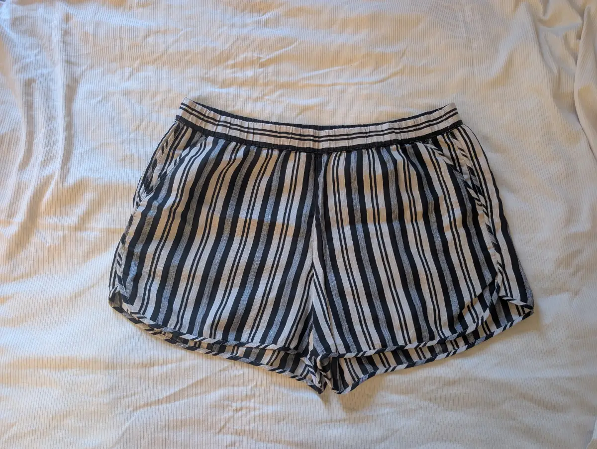 Madewell Cotton Linen Blend Light Neutral Striped Shorts XL