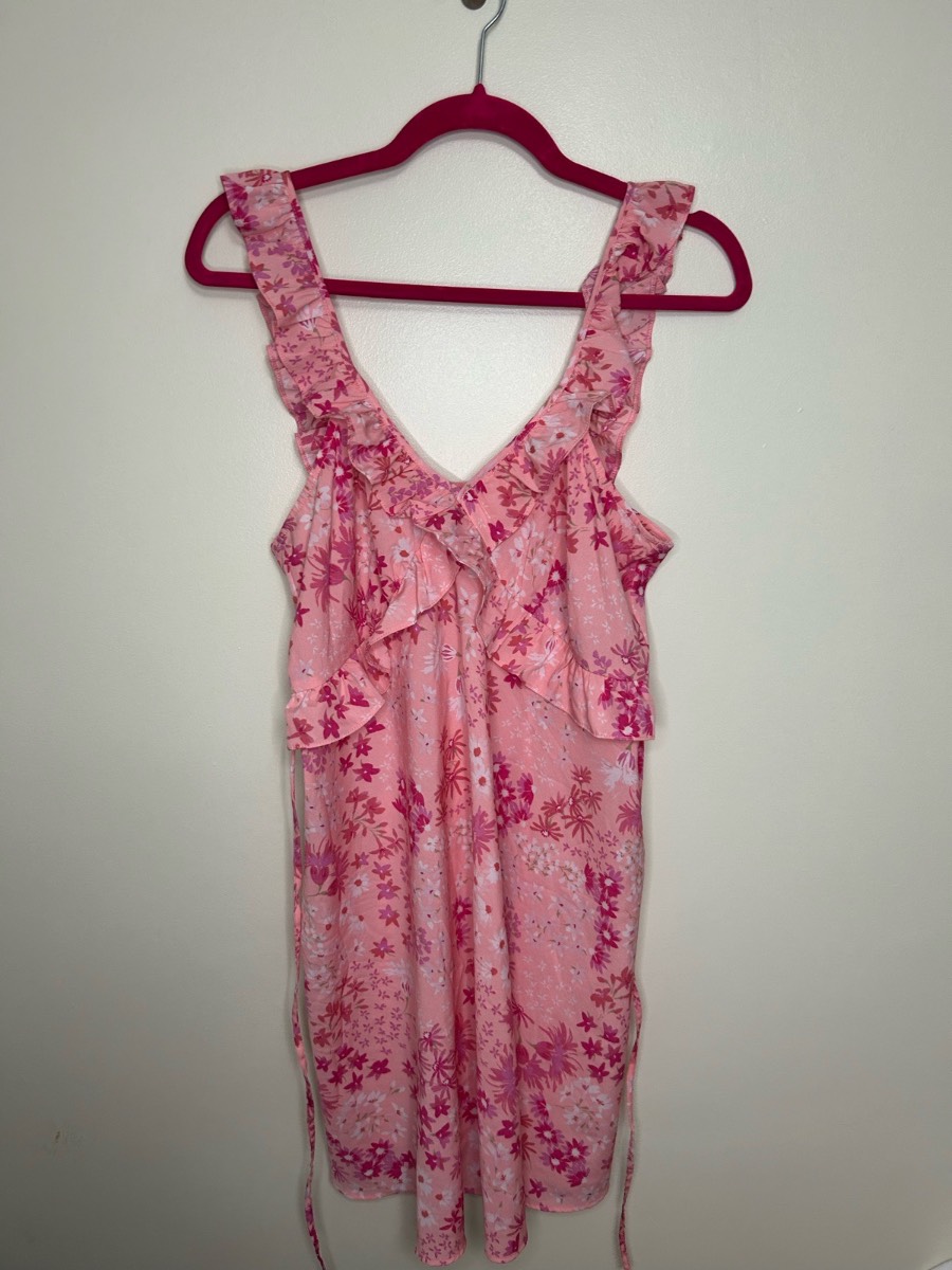 New look pink floral cami mini dress size 12
