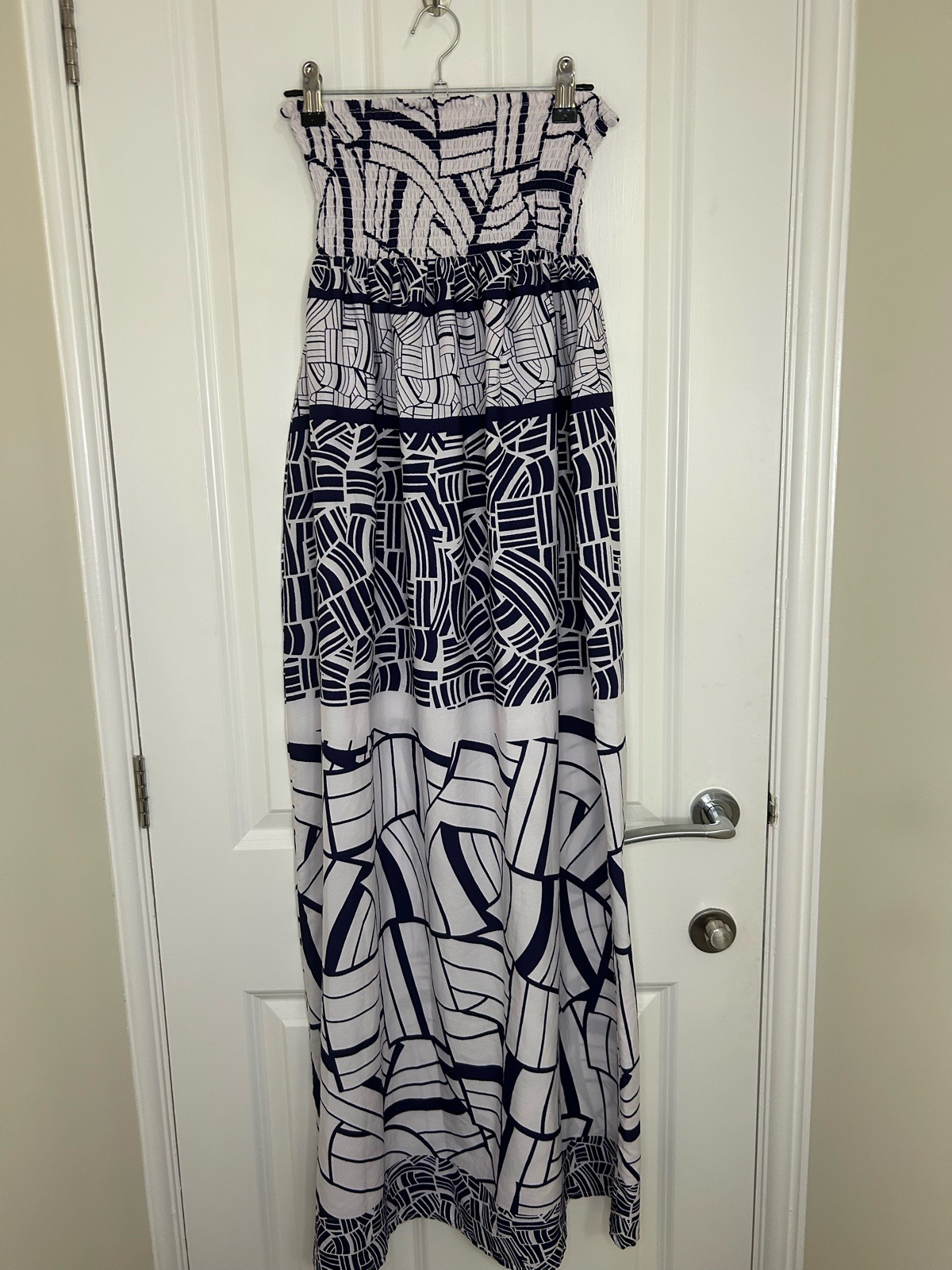 Atmosphere white &navy strapless maxi dress size 10