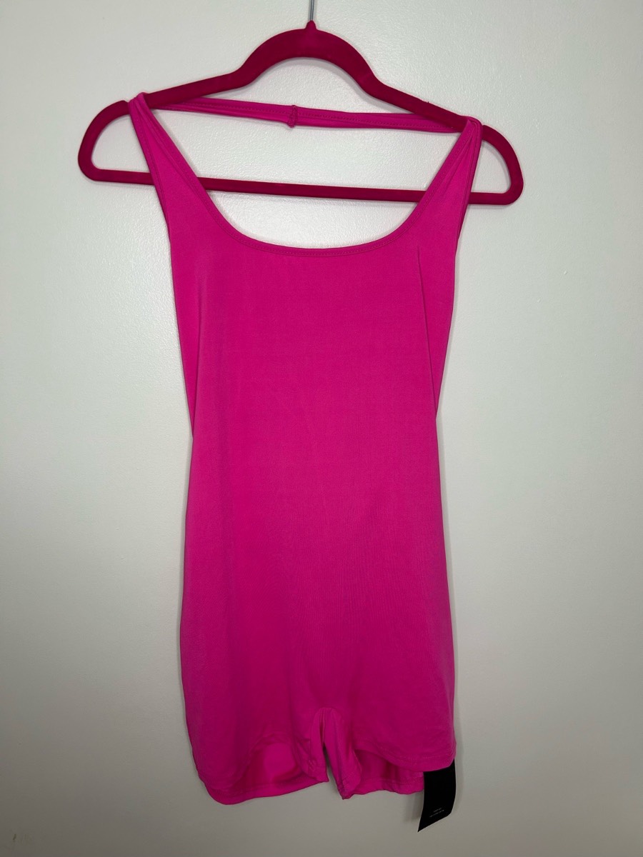 Shein hot pink halter neck slinky playsuit size L new with tag barbie