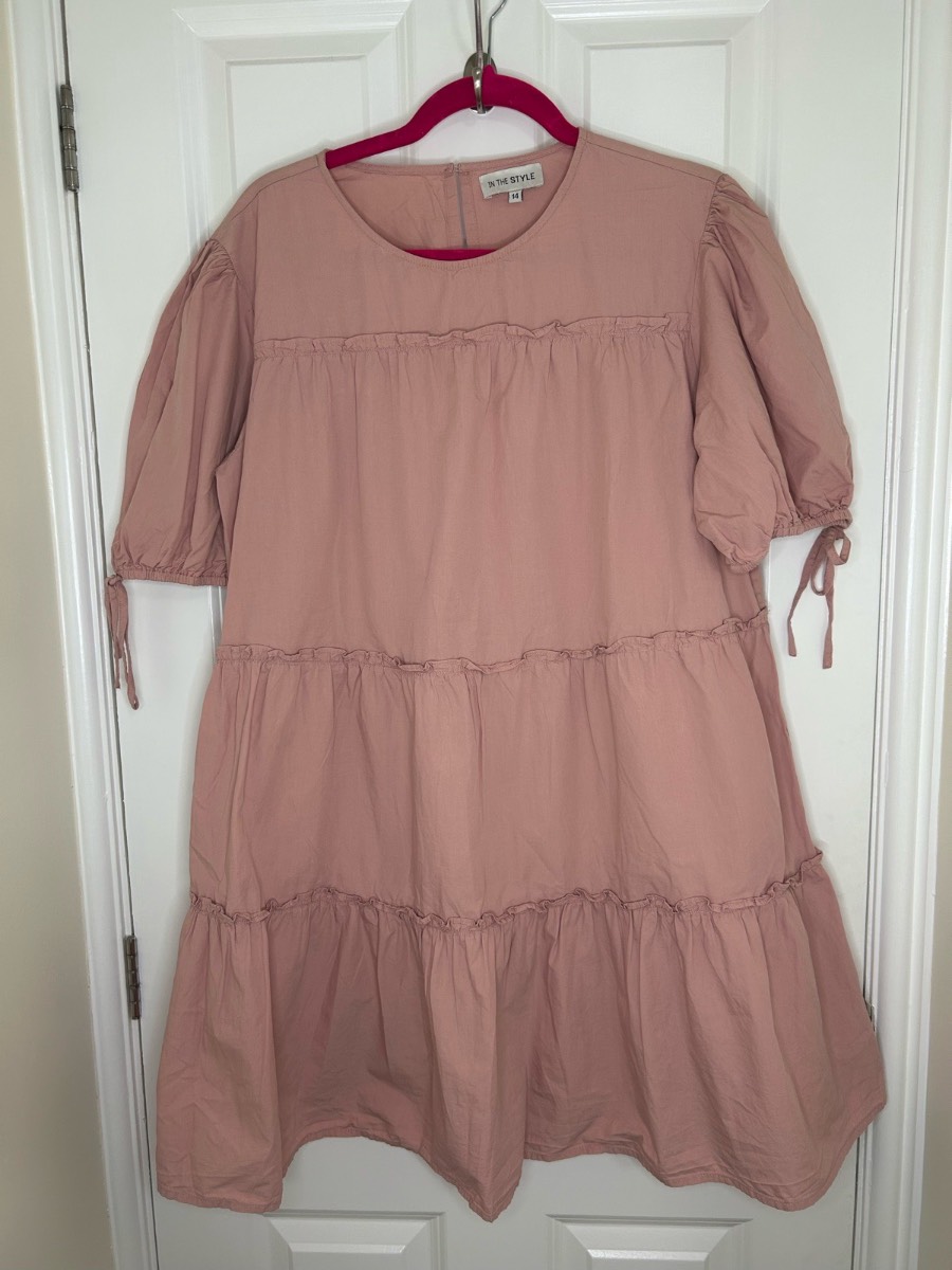 In the style dusky pink tiered mini dress size 14
